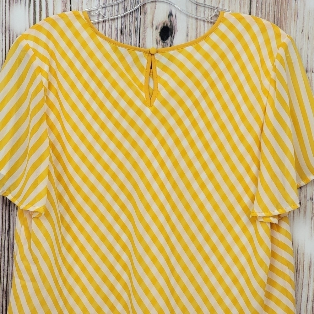 Vince Camuto Flutter Sleeve Stripe Layered Blouse - image 6